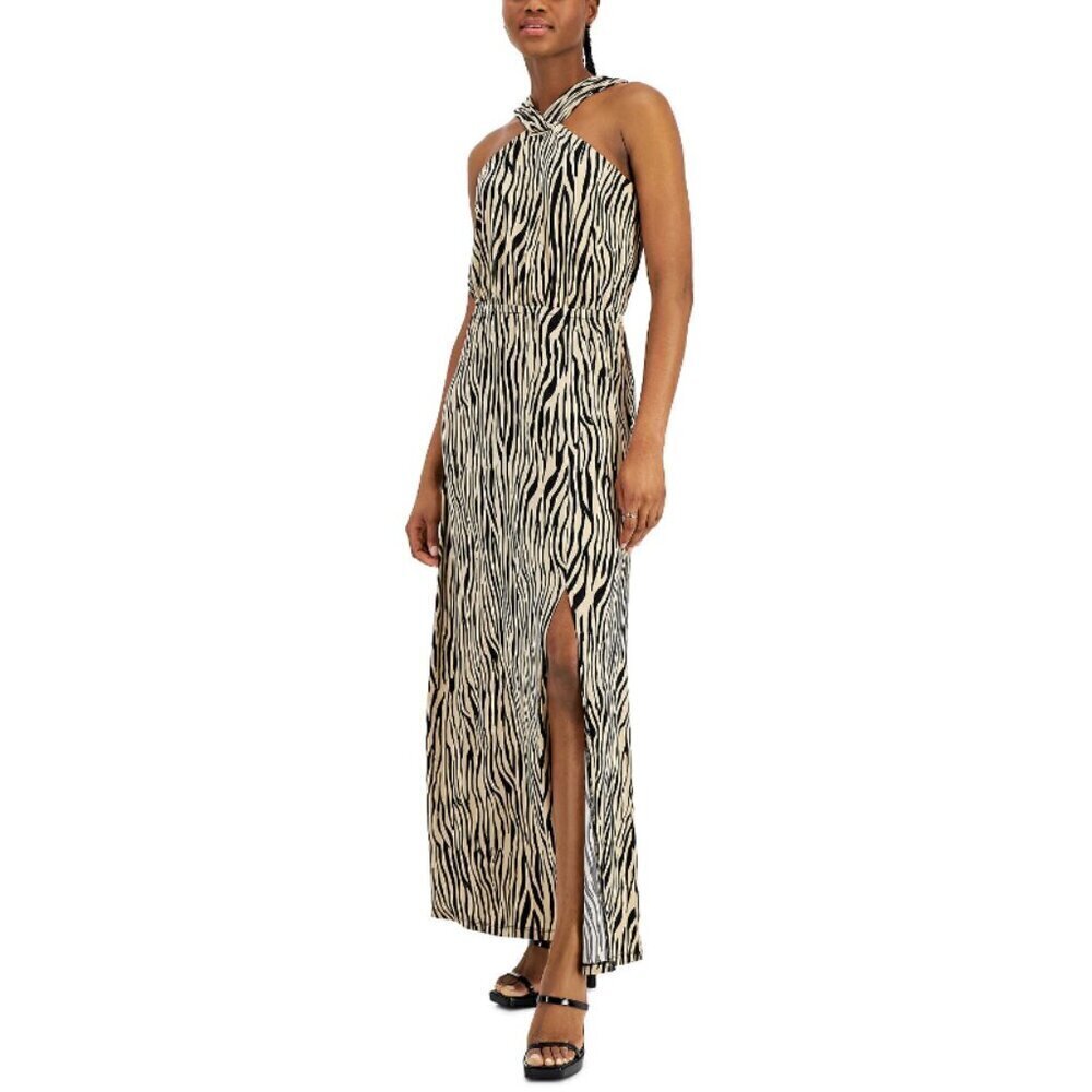 I.N.C. International Concepts Zebra Printed Halter Maxi Dress NWT